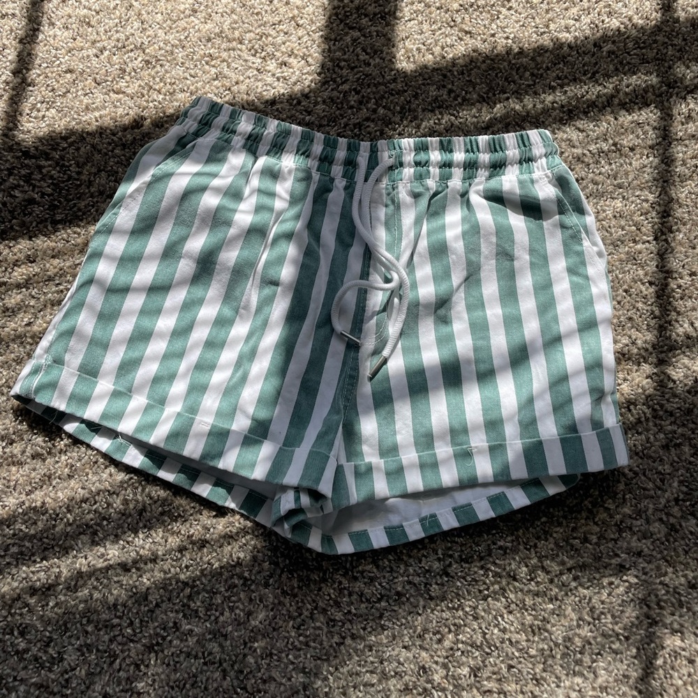 Forever21 teal stripe tie shorts sized medium
